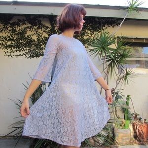 Vintage shear lace blue dress